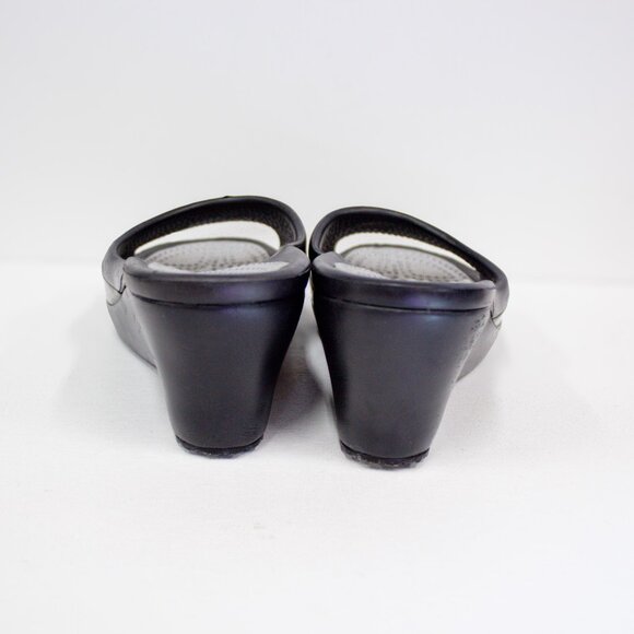 Crocs Sassari Sandals Black Open Toe Wedge Heel Comfort Shoes Womens Size 10 - Picture 8 of 10